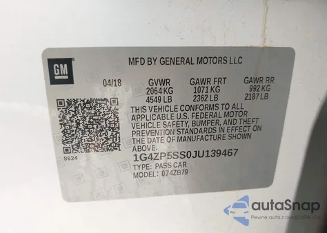2018 Buick Lacrosse Essence z USA, uszkodzony, nr VIN 1G4ZP5SS0JU139467